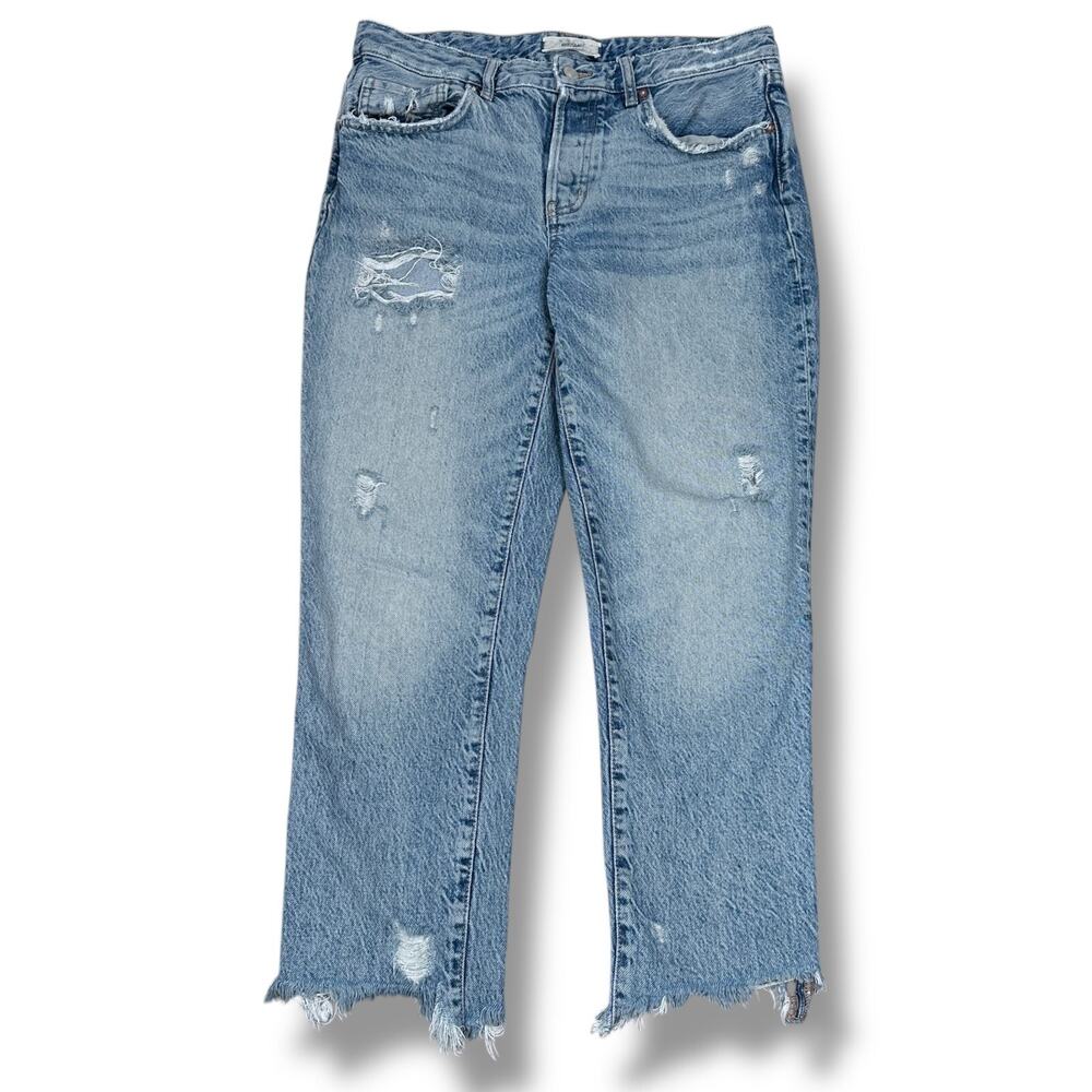 Free People We The Free Jeans Women’s 28 Blue Denim Distressed Frayed Hem‎